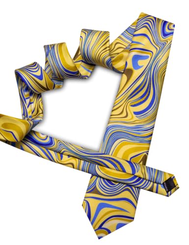 Image of Barry.Wang Designer Mens Tie Sets Silk Necktie Pocket Square Cufflinks