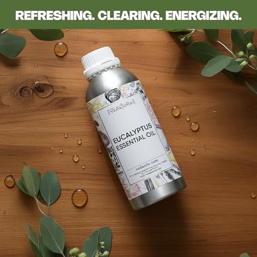 Image of VedaOils Eucalyptus Essential Oil for Skin, Hair, Sinus & DIY | Pure Distilled Eucalyptus Oil for Aromatherapy, Massage,Inhalation & Diffuser | Therapeutic Grade, 100ml