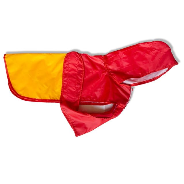 High On Dogs Red/Yellow Dog Raincoat with Hoodie - Chest Cover, Leash Hole, Fully Adjustable - Size L/24 (B0CXXQWQM6) Amazon Price History, Amazon Price Tracker