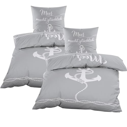 Casa Colori Renforce Bettwäsche 155x220 cm 4 TLG. aus 100% Baumwolle...