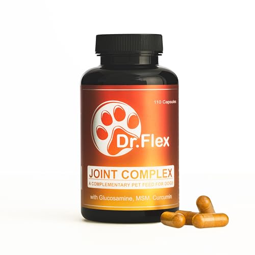 Dr. Flex Gelenktabletten Hund 110 hochdosierte Komplex-Kapseln mit Glucosamin Hund, Chondroitin, MSM, Kurkuma, Hyaluronsäure, Piperin für Knochen Gelenke Knorpel Senioren aktive Hunde