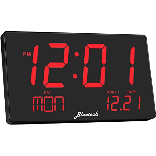 Bluetech Oversized LED Digital Clock- Extra Large Display, Easy To Read 3 Inch Digits, Sleek Design - Wall-Shelf Clock For Home Or Office Use