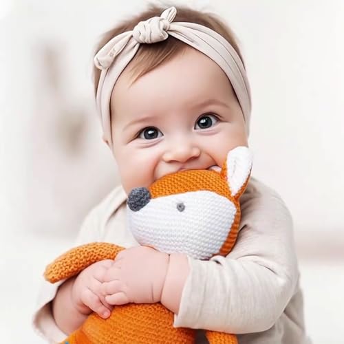 FLUFFYFUN 100% Bio-Baumwolle Kuscheltier Fuchs Baby 18cm - stofftier für Neugeborene (Orange)