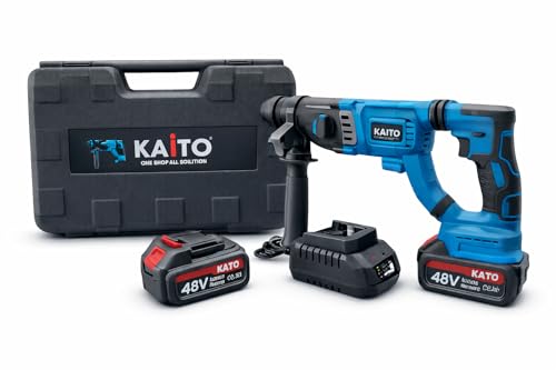 Image of KAITO 28mm 48V Cordless Rotary Hammer Drill | SDS Plus | Brushless Motor | 2 x 5.0Ah Batteries & Fast Charger | 3 Modes: Drill, Hammer & Chisel | Heavy-Duty Concrete Drilling Machine