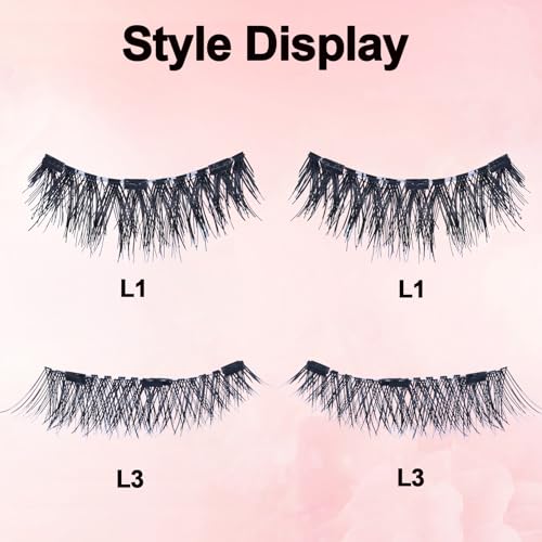 Image of LAUBESS Magnetic Eyelashes with Applicator 2 Pair No Glue Needed Natural Look Magnetic Lashes Easy to Wear and Remove(L01 /L03)