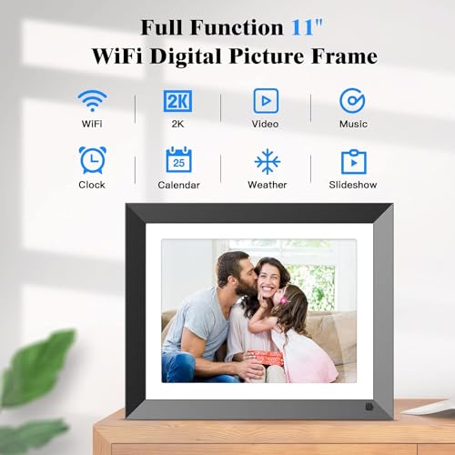 Image of FULLJA Dual-WiFi Digital Photo Frame - 11-inch 32GB 2K Smart Digital Picture Frame, Motion Sensor, Full Function, Sharing Photos and Videos via App /Email Instantly, Unlimited Cloud Storage