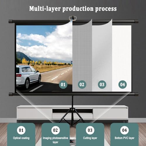 Pantalla de proyección portátil HD retráctil de 72" 16:9 con trípode miniatura 3