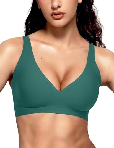 Image of Vertvie Jelly Wireless Bras for Women Push Up Plunge Seamless T-Shirt Bras No Underwire Supportive Full Coverage Bralettes