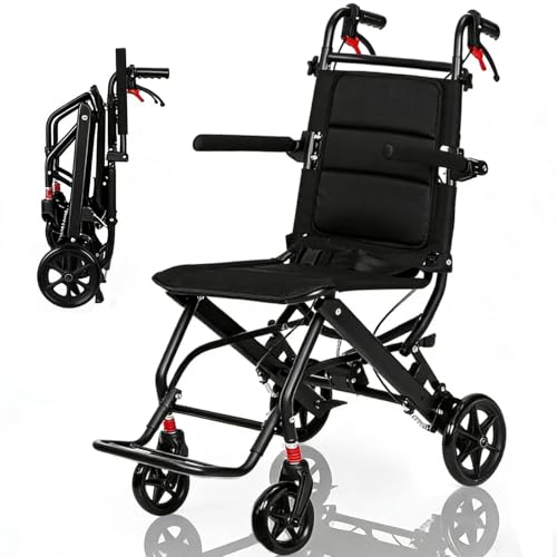 Lightweight Wheelchair for Adults & Seniors | Ultra Light Only 16lbs| Compact Foldable Travel Wheel Chair with Extendable Footrest & Handle | Premium Aluminum Alloy | Portable Transport Wheelchair