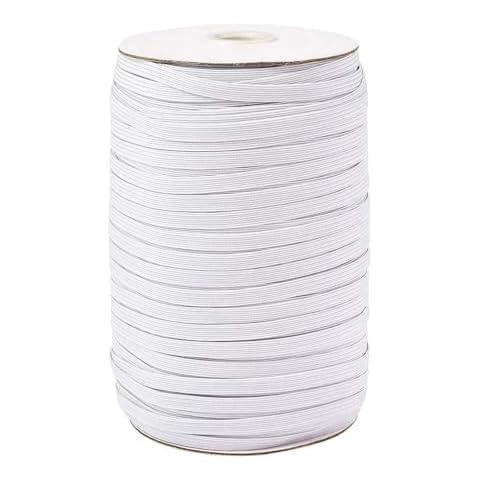 Elastic Band(White, 70-Yards Length, 1/4" Width), Braided Elastic Cord/Elastic Band/White Heavy Stretch Knit Elastic Spool/Elastic Rope/Bungee (White, 1/4 inch 6mm 70 Yards) Cover