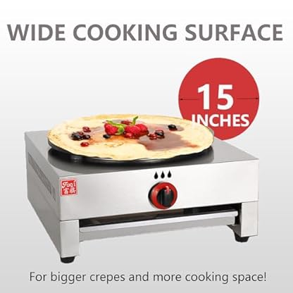 15 Zoll CrêPe-Maker-Pfannkuchenmaschine, Kommerzielle Randlose Antihaftbeschichtete Kochplatte, Gas/Lpg-Pfannkuchenplatte, Temperatur Einstellbar, Geeignet FüR Den Heimgebrauch, Restaurant – Bild 3