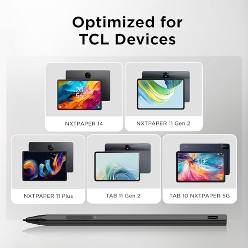 Image of TCL T-Pen Stylus for NXTPAPER 14, NXTPAPER 11 Gen 2 & Other Series, Digital Pen with 4096 Pressure Levels, Ultra-Low Latency, Extended Battery Life, Replaceable Tip, Black