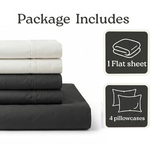 Image of Blue Strip Polycotton Bedsheet, Double 90x100 (Charcoal & White) | Hotel Quality | Soft, Breathable & Colourfast | Wrinkle Resistant | Machine Washable | Pillow Covers Included