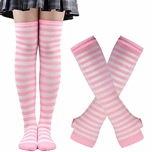 Image of Women's Long Knitted Fingerless Gloves Thumbhole Stretch Arm Warmers
