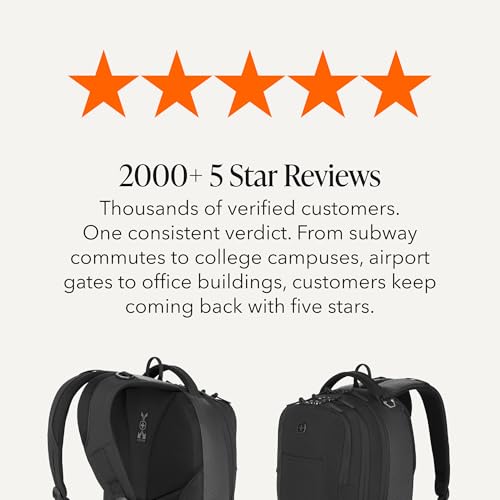 SwissGear Cecil Laptop Backpack, Fits Most 16-Inch Laptops, Three-Compartment Design, Airflow Back Panel, Black, 27.3L, 18-Inch - image 8