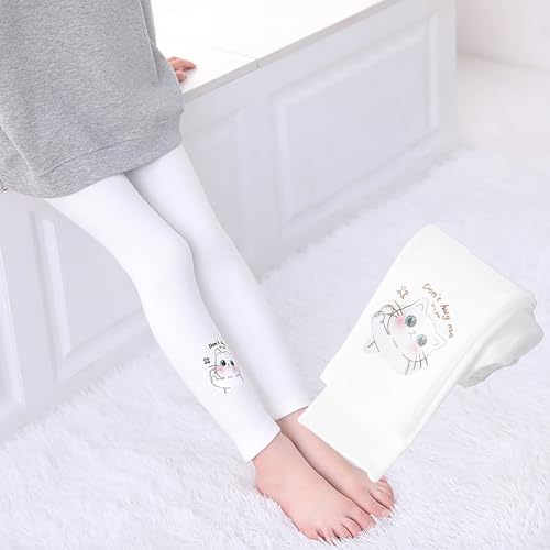 Soft Stretch Leggings for Girls Cute Cartoo𝐧 Bunny Print Footless Tights Pants Solid Color Warm Skinny Pants2