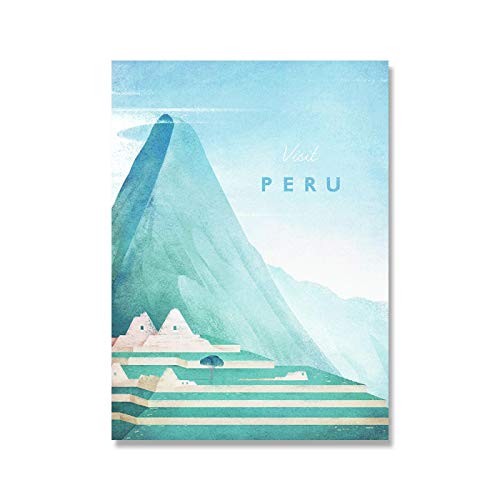 yitiantulong Nordique Vintage Voyage Villes Affiche Chili Pérou Rio Minimal Plage Paysage Art Toile Peinture Paysage Urbain Mur Photo A-770 (50X70Cm) sans Cadre Cover