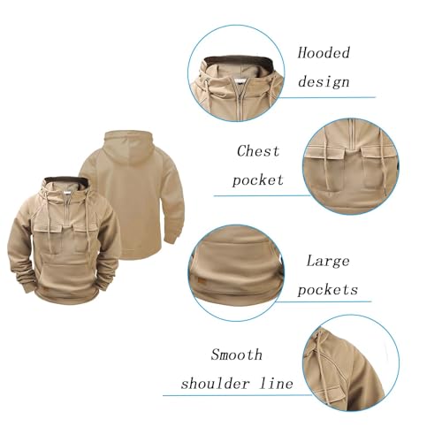 Men's Full Zip Hoodie Long Sleeve Jacket Casual Tops with Pocket Outwear Sport Coat-HeiS||3XL3