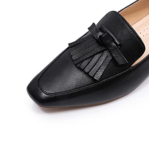 Image of Mona flying Women's Leather Square Toe Penny Loafer Slip on Office Flats