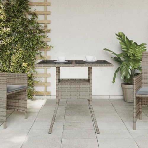 Mesa de jardín de polirratán con diseño sofisticado y cristal para porche 4