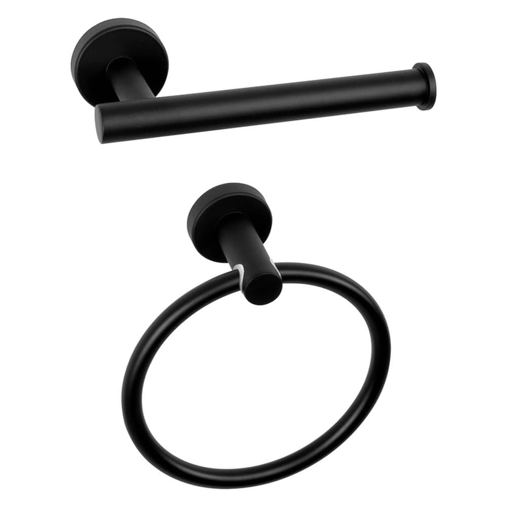 VVW&LIU 2Piece Bathroom Towel Ring And Toilet Paper Holder Wall-Mounted Bath Towel Rack And Paper Towel Holder Bathroom Accessories,B