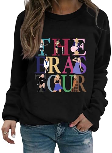EVELUST Women Country Concert Sweatshirt - Music Festival Graphic Tee Warm World Tour Outfit Thickened Casual Fan Lover Top(Black XS 11461e)