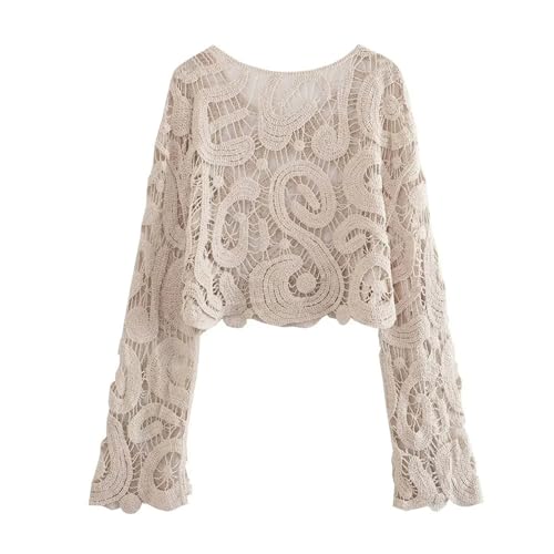 Women's Fashion Short Knitted Sweater Retro O-Neck Oversized Loose Short Sweater2