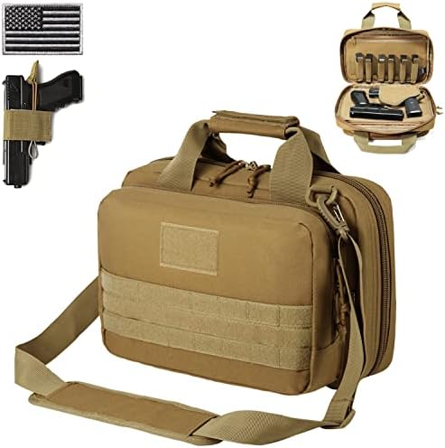 DBTAC Gun Range Bag XS | Tactical 1~2 Pistol Bag Firearm Shooting Case with Lockable Zipper for Handguns and Ammo (Tan)