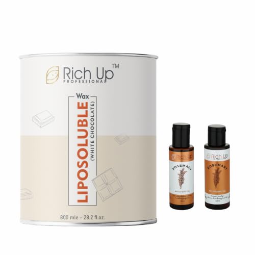 Image of Liposoluble White Chocolate Wax, 800ml, Pre-Waxing Rosemary Gel Set, 60ml, Professional Salon Use | Get 60 ml After Wex Oil & Gel Free