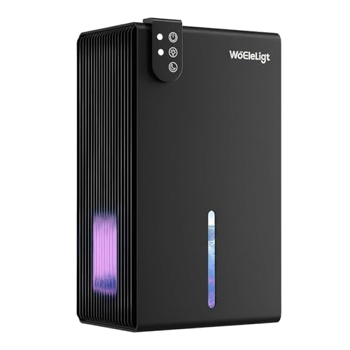 Dehumidifier for Home (85 OZ, 1000 sq ft) Small Dehumidifiers for Basement, Auto Shut-Off, Sleep Mode, 7 Color Light, Quiet Dehumidifier for Bedroom, Bathroom, Living Room with Drain Hose(Pure Black)