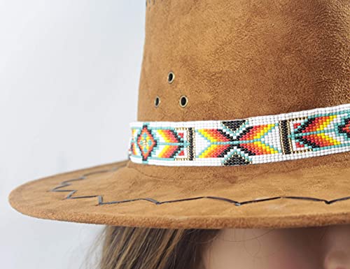 Lavivia Beaded Hatband For Cowboy. Native American Style Handmade Cowboy Hatband For Men & Women White,Red #TOP4