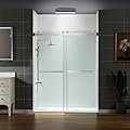 WOODBRIDGE Frameless Shower Doors 56-60" Width x 76" Height with 5/16"(8mm) Clear Tempered Glass, 2 Ways Opening & Double Sliding in Brushed Nickel Finish
