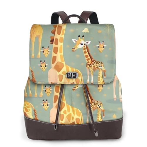 Sac à dos ordinateur femme cuir EdWal à motif girafe pour le travail