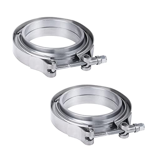 JDMSPEED New 2.5" V-Band Flange & Clamp Kit Stainless Steel 2 Pcs Replacement For Turbo Exhaust Downpipes (2)