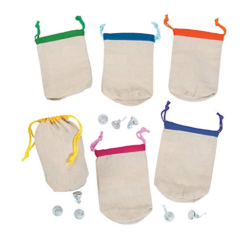 Fun Express - Small Drawstring Bag With Bright Trim - Apparel Accessories - Totes - Purse & Wallet & Fanny Pack - 12 Pieces