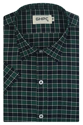 Image of GHPC 100% Cotton Checkered Half Sleeves Regular Fit Formal Shirt for Men