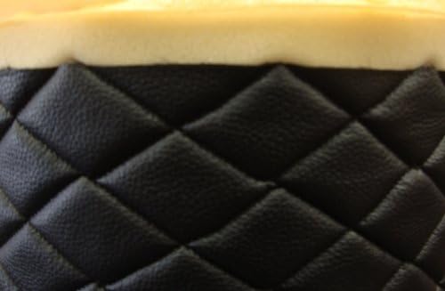 Vinyl Fake Leather Black Quilted Vinyl Fabric with 3/8" Foam Backing Upholstery