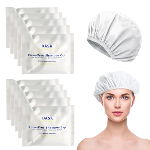 10 Pack Shampoo Caps No Rinse for Elderly,Hair Washing Aids for Disabled,No Rinse Shampoo Cap Hair Cleansing Hats Suitable Post Surgery Hospital Camping Travel Festival