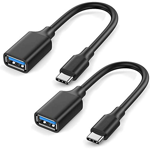 USB C - USB 3.0 アダプター、USB Type C OTG ケーブル、データ転送およびカリケア用 Type-C - USB A アダプター、MacBook Pro、Google Chromebook Pixel、Nokia、Huawei、ブラック (2 個パック)