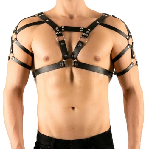WUUDOA Harness Herren Oberkörper Männer Leder, Herren Body Harness Gay Unterwäsche, Mens Fetish, Männer Dessous Erotisch, Sex Spielzeug für...