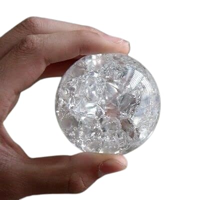 PURZARI® Ice Cracked Crystal Glass Fountain Ball, Clear - (Pack of 1) (5 cm) (Crystal, Clear)