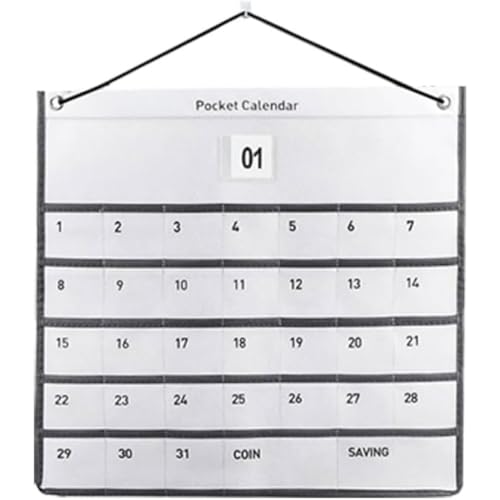 Wyazziv カレンダーポケット ウォールポケット お薬カレンダー 1ヶ月 壁掛けポケット 壁掛け収納式 小物収納 多目的ポケット 吊り下げ ポケット 小物収納 薬入れ 小物入れ 雑物整理 便利 省スペース 玄関 おしゃれ (White)
