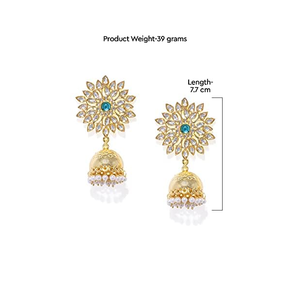 Zaveri Pearls Gold Tone Kundan & Pearls Jhumki Earring For Women-ZPFK7904 - Image 6