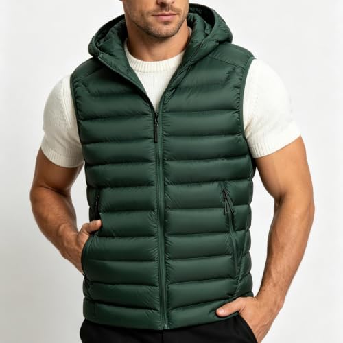 TERGHTP Men's Puffer Vest Hooded Insulated Zipper Winter Sleeveless Jacket - image 6