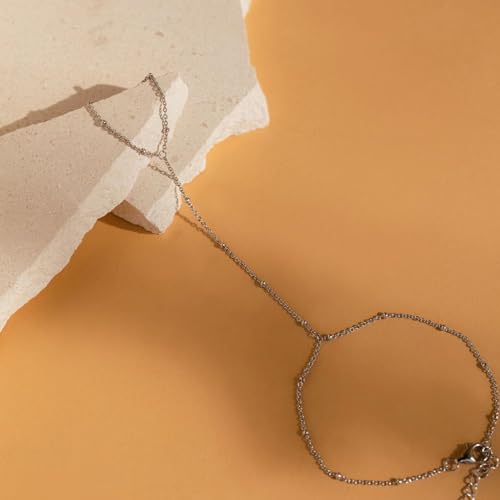 Image of Long tiantian Hand Chain Bracelet Gold Link Finger Ring Slave Bracelet