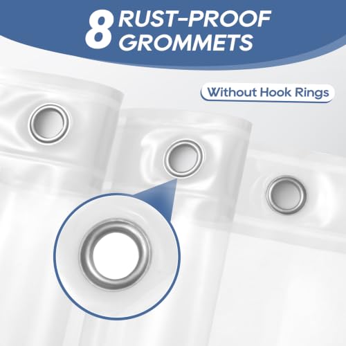Image of downluxe Clear Shower Curtain Liner with Magnets, Clear Shower Liner, 48 inch W x 72 inch L Lightweight Shower Curtains for Bathroom