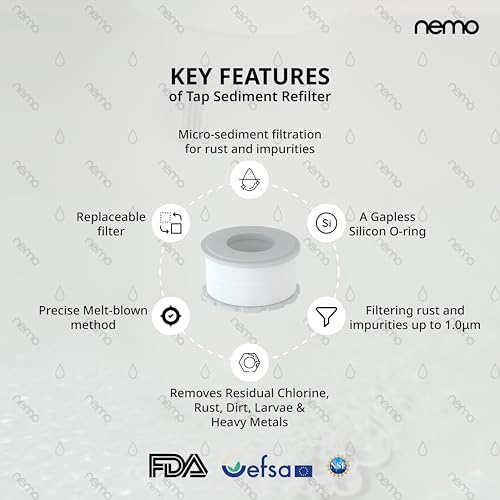 Image of NEMO Tap Sediment Refilter Pack (10 Pcs) | Made in South Korea | Melt-Blown Micro-Sediment Filters | Compatible with NEMO Wash Basin Tap Filter and Cobra Kitchen Tap Filter