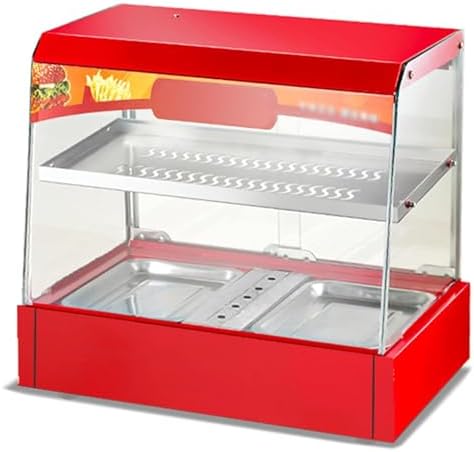 2-Tier Commercial Food Warmer Cabinet with Built-in Lighting, Hot Display for Keeping Chicken Wings & Burgers Warm - Ideal for Buffet Restaurants & Catering Events