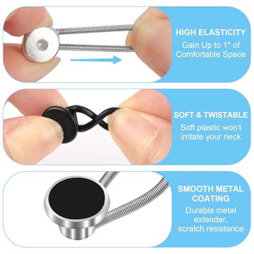 Image of PEASUG 16 Pcs Collar Extenders for Mens Shirts, Elastic Button Extender for Dress Shirts, Tie, Neck Extenders for 1 /2 Size Expansion of Men Dress Shirts, Suit