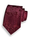 GUSLESON Paisley Tie Burgundy Wedding Party Necktie Wine Ties for Men Silk (0694-17)